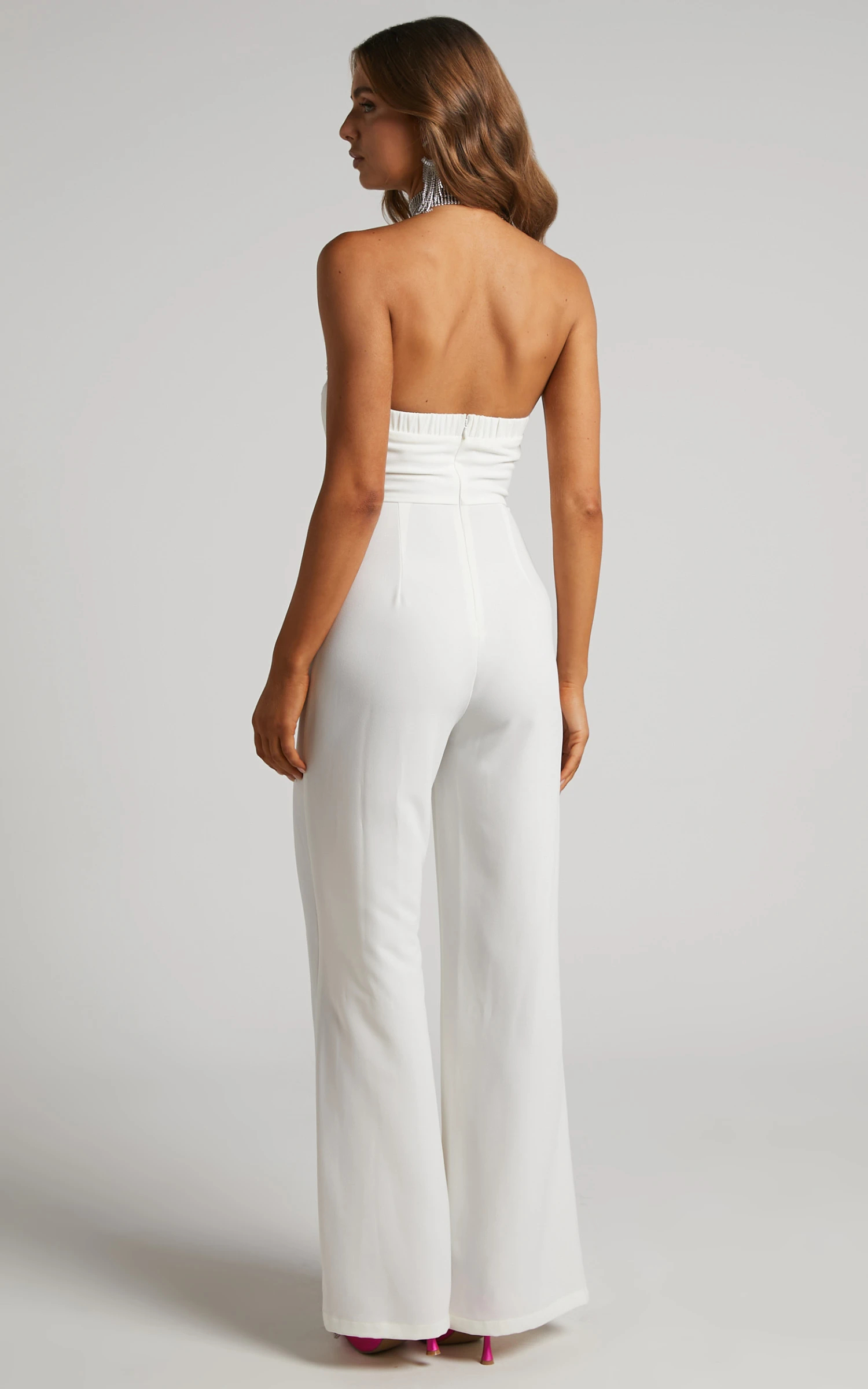 Showpo Jemmae Jumpsuit - Pearl Trim Strapless Wide Leg Jumpsuit In White 7 Showpo Jemmae Jumpsuit - Pearl Trim Strapless Wide Leg Jumpsuit In White - Image 7