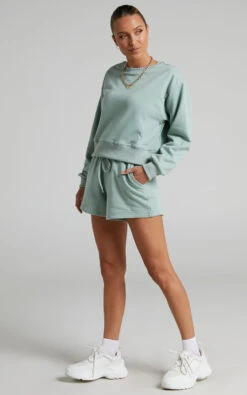 Showpo Jensome Boxy Fit Cropped Jersey Sweatshirt In Sage 12 Showpo Jensome Boxy Fit Cropped Jersey Sweatshirt In Sage -Showpo Women's Clothing Store Jensome Boxy Fit Sweater in Jersey in Sage 2528ST22010037072529 1