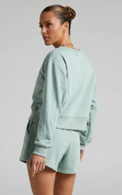 Showpo Jensome Boxy Fit Cropped Jersey Sweatshirt In Sage 14 Showpo Jensome Boxy Fit Cropped Jersey Sweatshirt In Sage -Showpo Women's Clothing Store Jensome Boxy Fit Sweater in Jersey in Sage 2528ST22010037072529 2