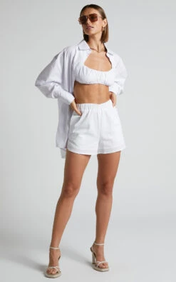 Showpo Jerah Two Piece Bralette And Shirt Set In White -Showpo Women's Clothing Store Jerah Two Piece Bralette and Shirt Set in White 1