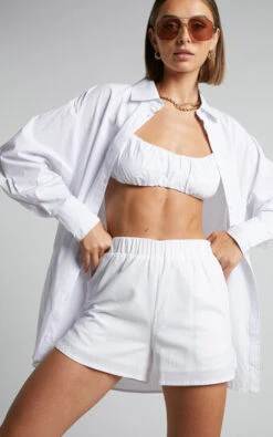 Showpo Jerah Two Piece Bralette And Shirt Set In White