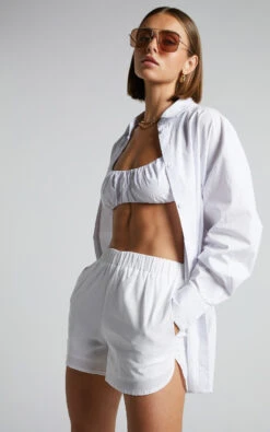 Showpo Jerah Two Piece Bralette And Shirt Set In White -Showpo Women's Clothing Store Jerah Two Piece Bralette and Shirt Set in White 7