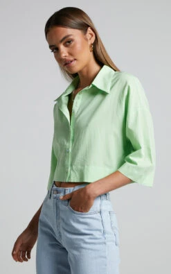 Showpo Jesmae Relaxed 3/4 Sleeve Shirt In Mint 12 Showpo Jesmae Relaxed 3/4 Sleeve Shirt In Mint -Showpo Women's Clothing Store Jesmae Relaxed 3 4 Sleeve Shirt in Mint 5