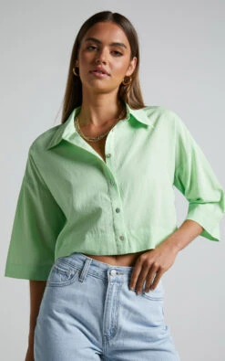Showpo Jesmae Relaxed 3/4 Sleeve Shirt In Mint 10 Showpo Jesmae Relaxed 3/4 Sleeve Shirt In Mint -Showpo Women's Clothing Store Jesmae Relaxed 3 4 Sleeve Shirt in Mint 7