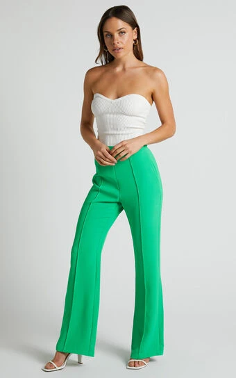 Showpo Jessa High Waisted Pants In Green 1 Showpo Jessa High Waisted Pants In Green