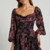 Showpo Jessell Mini Dress - Long Sleeve Cowl Corset Dress In Burnt Out Floral