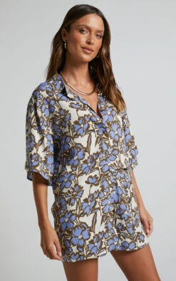 Showpo Jessy Oversized Button Up Printed Shirt In Blue Floral 11 Showpo Jessy Oversized Button Up Printed Shirt In Blue Floral -Showpo Women's Clothing Store Jessy Oversized Button Up Printed Shirt in Blue Floral 3