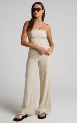Showpo Jhaima Jumpsuit - Strapless Wide Leg Jumpsuit In Oatmeal 12 Showpo Jhaima Jumpsuit - Strapless Wide Leg Jumpsuit In Oatmeal -Showpo Women's Clothing Store Jhaima Strapless Jumpsuit in Oatmeal 2528SP22090008012529 1