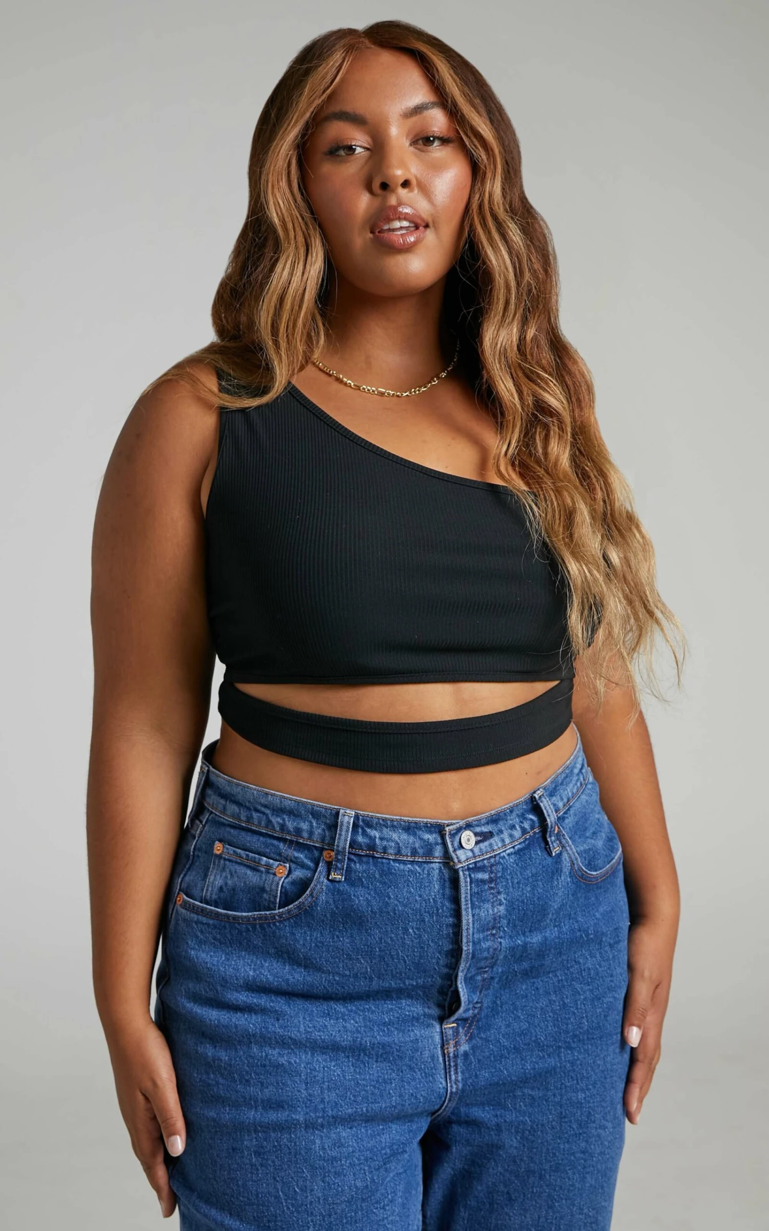 Showpo Joellyn Asymmetric Front Cut Out Ribbed Crop Tank In Black 7 Showpo Joellyn Asymmetric Front Cut Out Ribbed Crop Tank In Black - Image 7