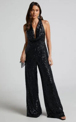 Showpo Julien Backless Wide Leg Cowl Neck Sequin Jumpsuit In Black 17 Showpo Julien Backless Wide Leg Cowl Neck Sequin Jumpsuit In Black -Showpo Women's Clothing Store Julien Backless Wide Leg Cowl Neck Sequin Jumpsuit in Black