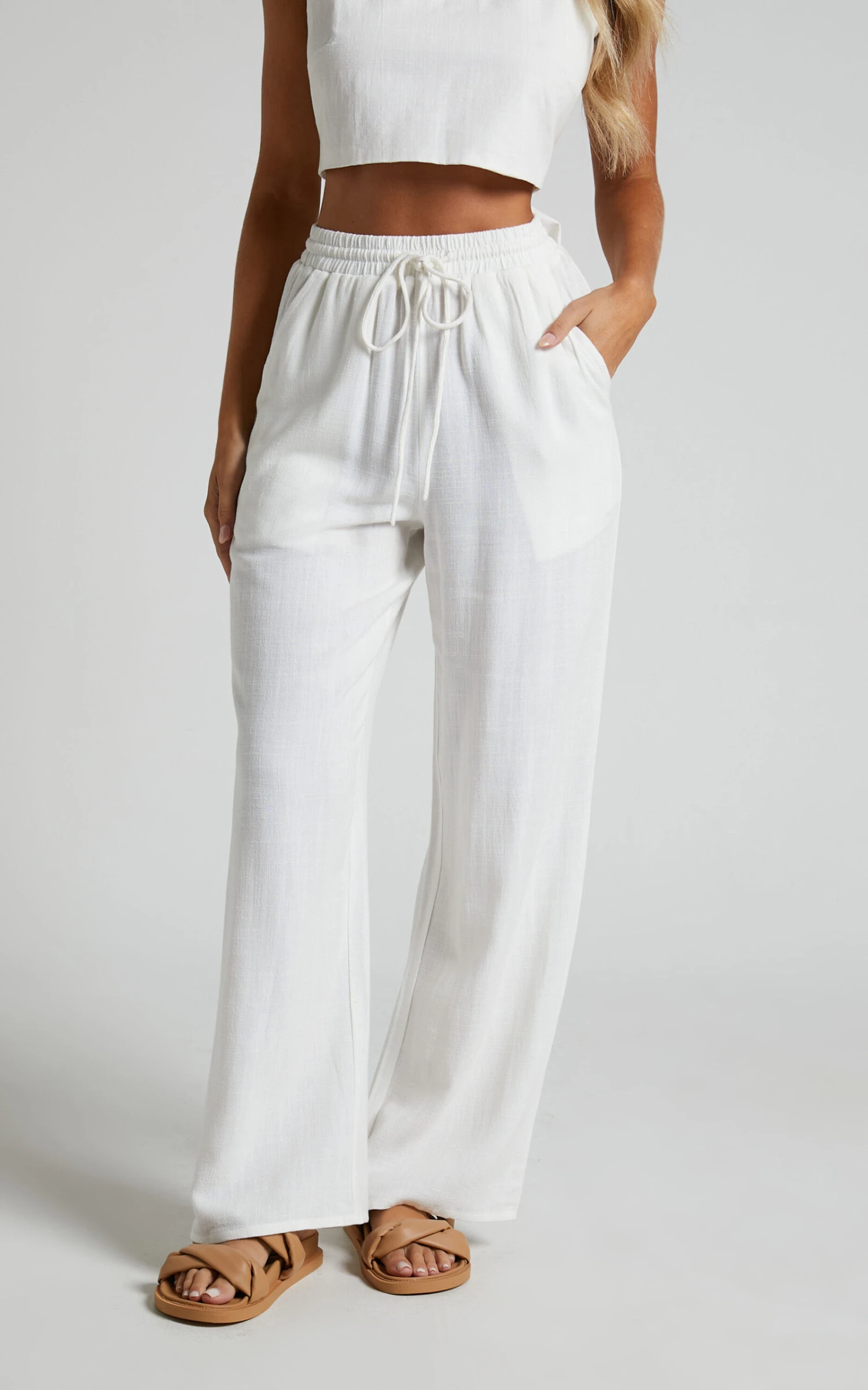 Showpo Kala Mid Waisted Relaxed Elastic Waist Pants In White 3 Showpo Kala Mid Waisted Relaxed Elastic Waist Pants In White - Image 3
