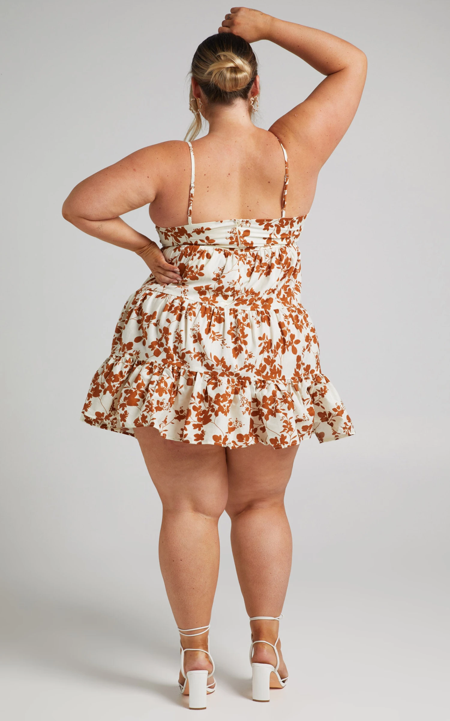 Showpo Lorelle Straight Neck Tiered Mini Dress In Shadow Floral 7 Showpo Lorelle Straight Neck Tiered Mini Dress In Shadow Floral - Image 7