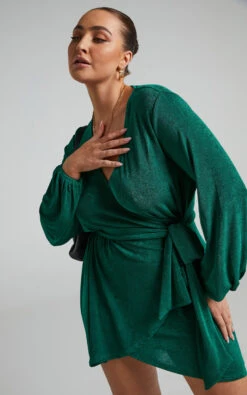 Showpo Kayley Wrap Centre Tie Mini Dress In Forest Green 16 Showpo Kayley Wrap Centre Tie Mini Dress In Forest Green -Showpo Women's Clothing Store Kayley Wrap Centre Tie Mini Dress in Forest Green SD21060047 9
