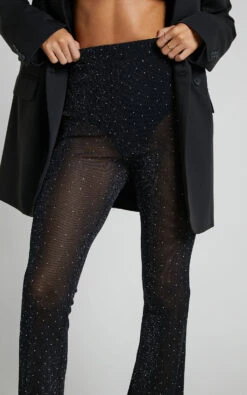 Showpo Khaimy - High Waisted Glitter Mesh Flare Pant In Black And Silver 12 Showpo Khaimy - High Waisted Glitter Mesh Flare Pant In Black And Silver -Showpo Women's Clothing Store Khaimy glitter mesh flare pant in Black and Silver 10