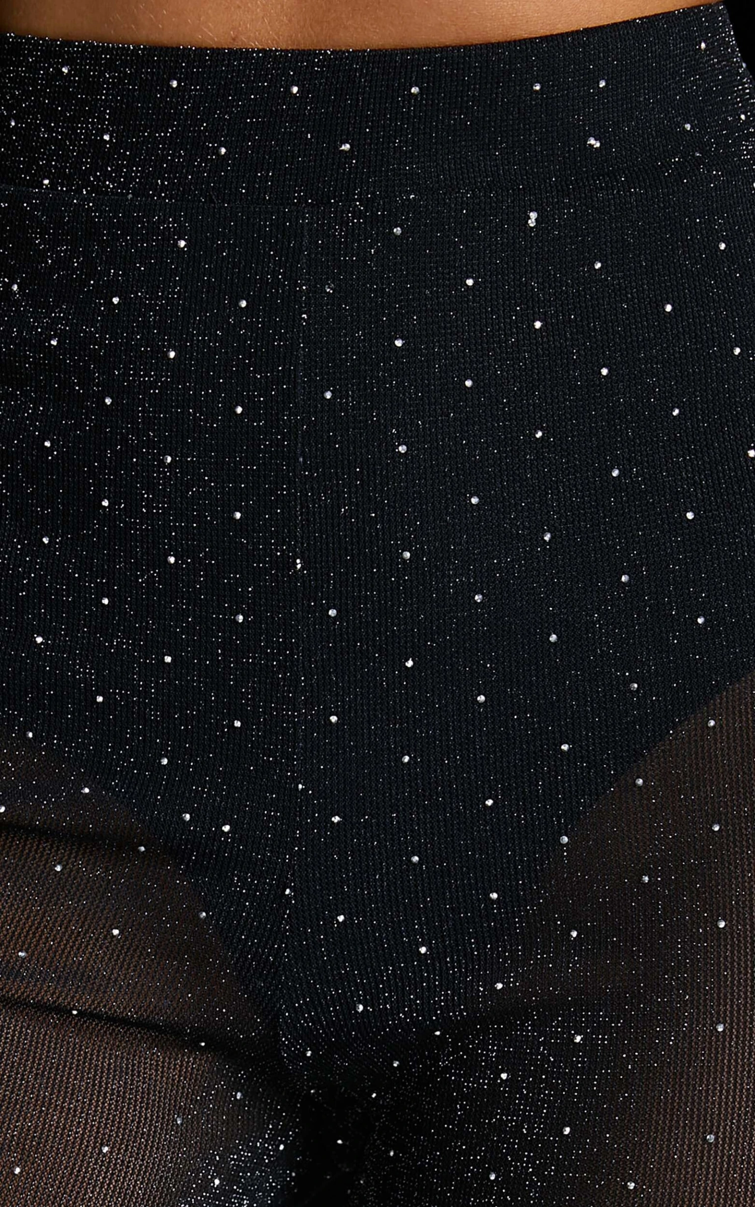 Showpo Khaimy - High Waisted Glitter Mesh Flare Pant In Black And Silver 9 Showpo Khaimy - High Waisted Glitter Mesh Flare Pant In Black And Silver - Image 9