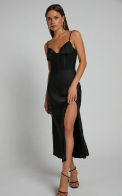 Showpo Khallah Lace Bustier Side Split Midi Dress In Black 12 Showpo Khallah Lace Bustier Side Split Midi Dress In Black -Showpo Women's Clothing Store Khallah Lace Bustier Side Split Midi Dress in Black 7