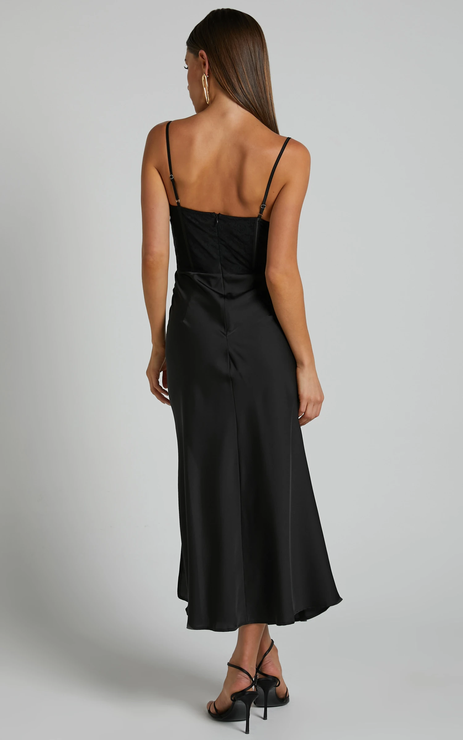 Showpo Khallah Lace Bustier Side Split Midi Dress In Black 7 Showpo Khallah Lace Bustier Side Split Midi Dress In Black - Image 7