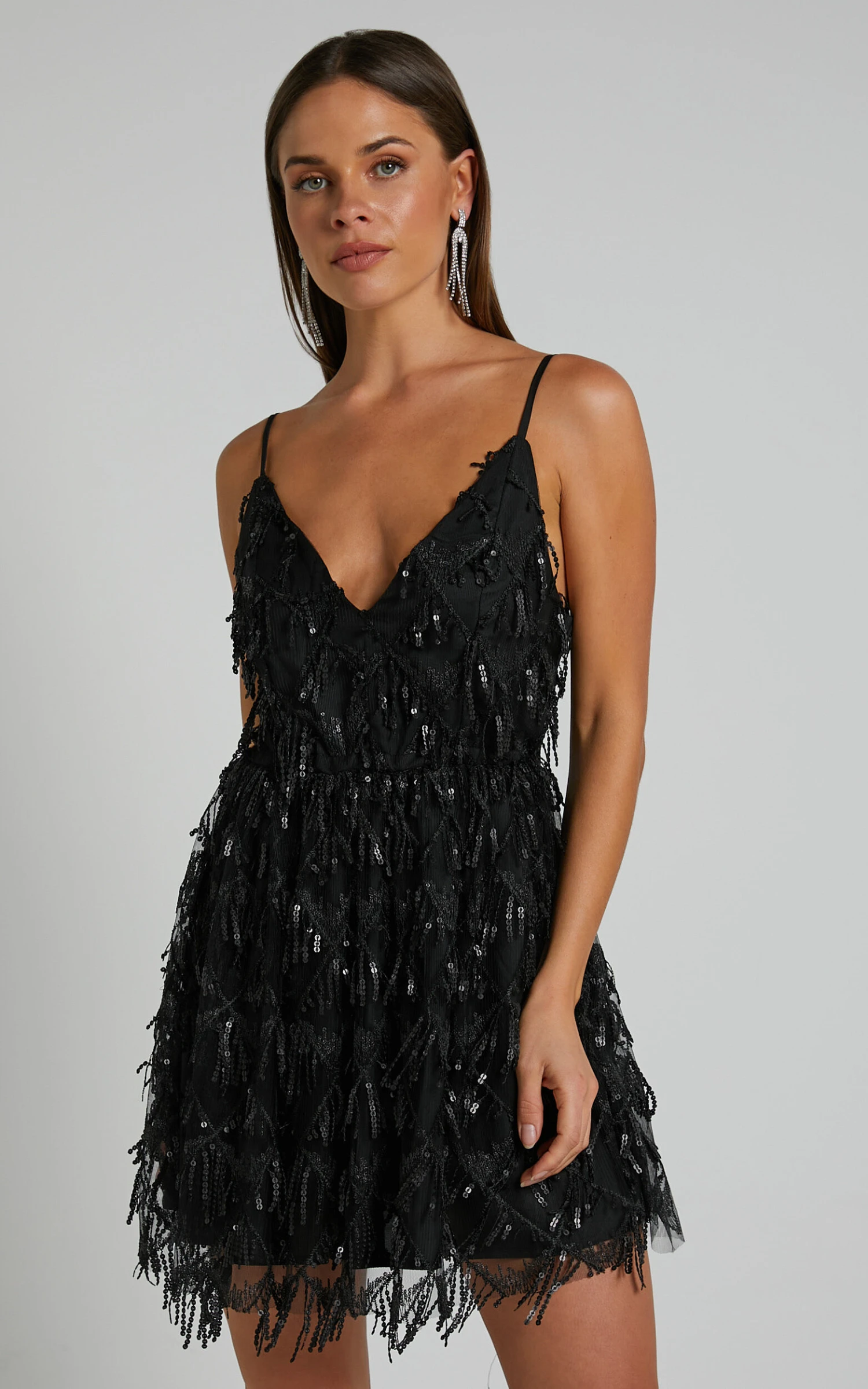 Showpo Khrizza Sequin Gathered Mini Dress In Black 5 Showpo Khrizza Sequin Gathered Mini Dress In Black - Image 5