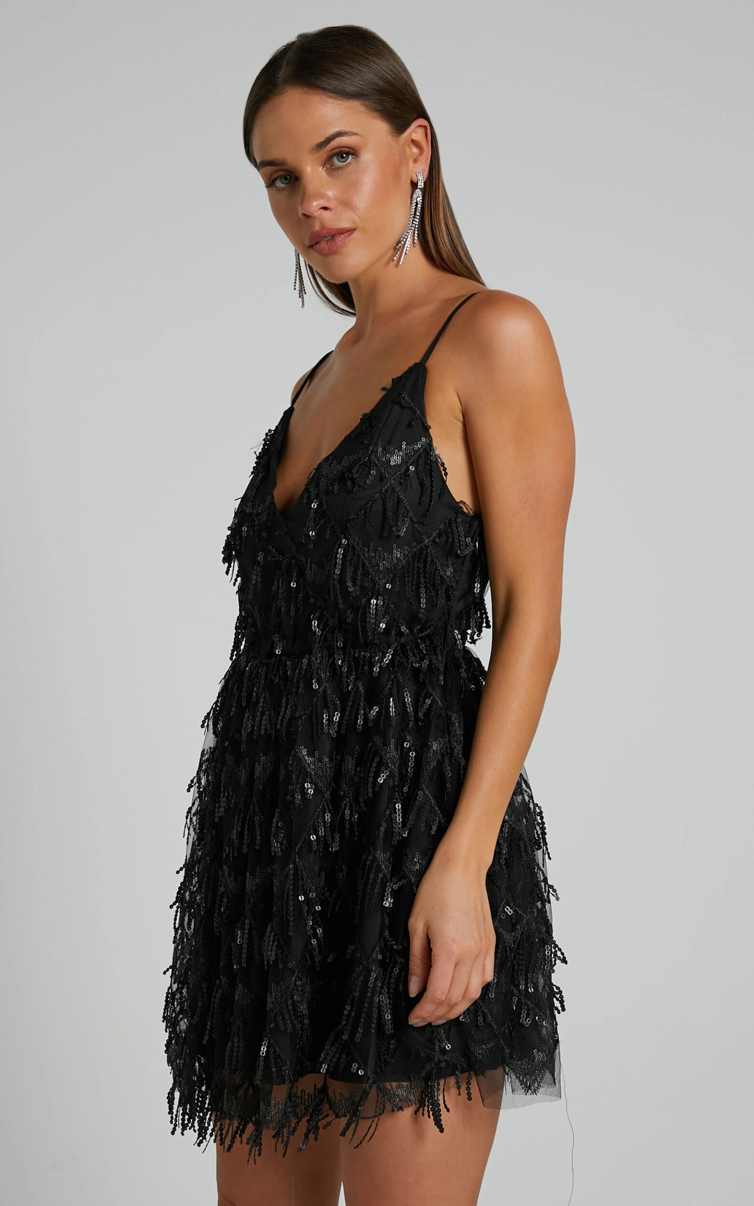 Showpo Khrizza Sequin Gathered Mini Dress In Black 6 Showpo Khrizza Sequin Gathered Mini Dress In Black - Image 6