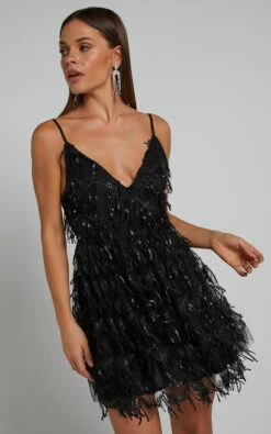 Showpo Khrizza Sequin Gathered Mini Dress In Black 10 Showpo Khrizza Sequin Gathered Mini Dress In Black -Showpo Women's Clothing Store Khrizza Sequin Gathered Mini Dress in Black 8