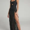 Showpo Khryzsha Sheer Cut Out Maxi Dress In Black