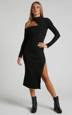 Showpo Kiefer Asymmetric Long Sleeve Midi Dress In Black 11 Showpo Kiefer Asymmetric Long Sleeve Midi Dress In Black -Showpo Women's Clothing Store Kiefer Asymmetric Long Sleeve Midi Dress in Black
