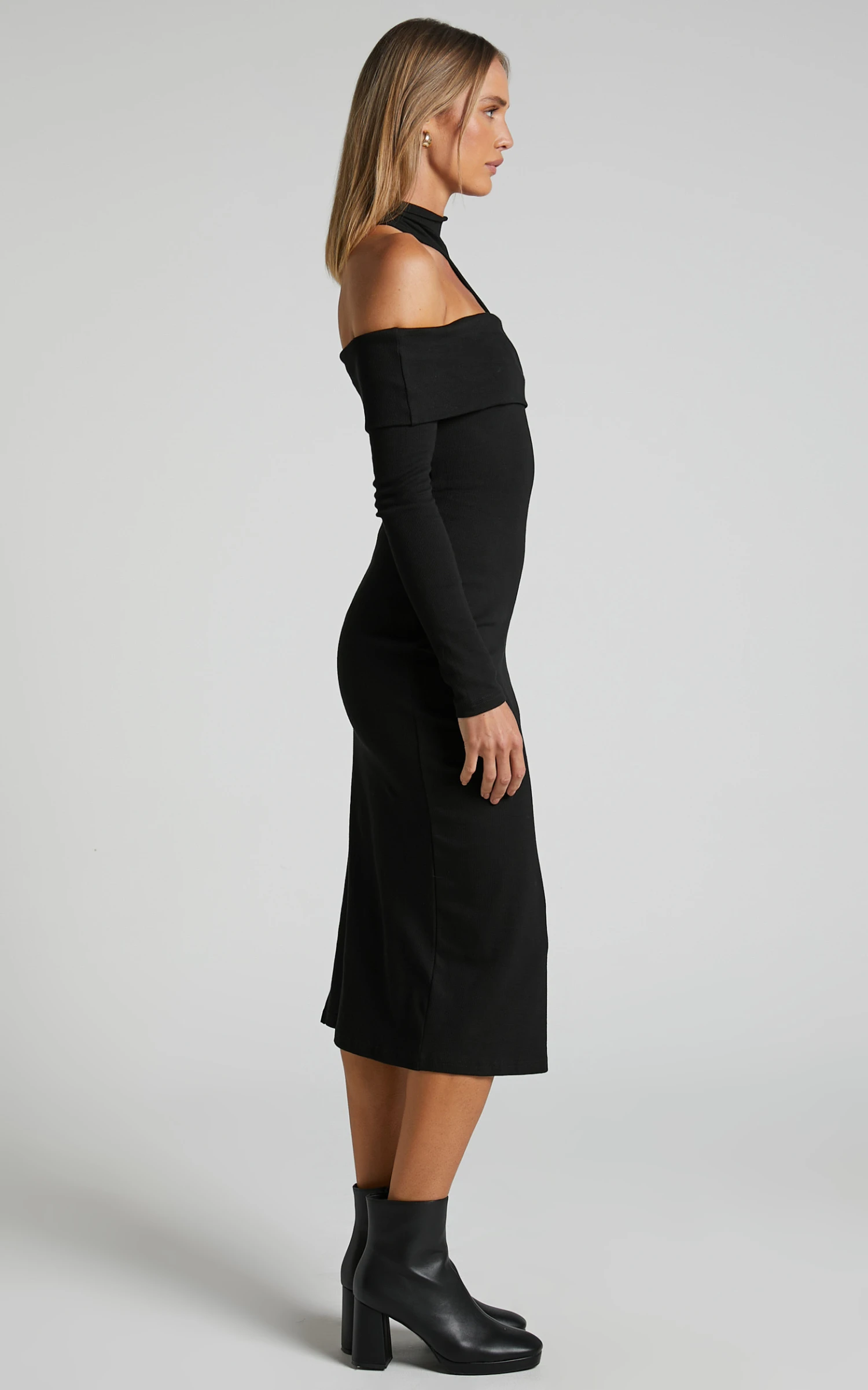 Showpo Kiefer Asymmetric Long Sleeve Midi Dress In Black 6 Showpo Kiefer Asymmetric Long Sleeve Midi Dress In Black - Image 6