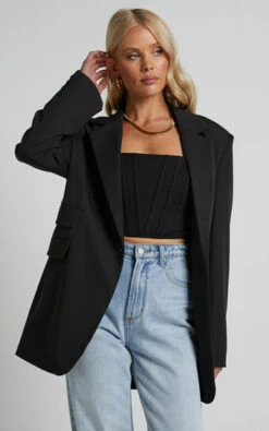 Showpo Kitty Oversized Blazer In Black