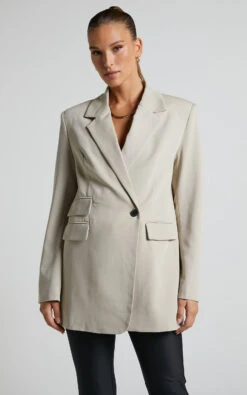 Showpo Kitty Oversized Blazer In Stone -Showpo Women's Clothing Store Kitty Oversized Blazer in Stone 11
