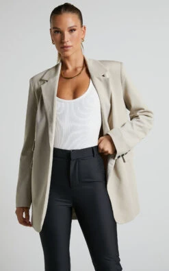 Showpo Kitty Oversized Blazer In Stone -Showpo Women's Clothing Store Kitty Oversized Blazer in Stone 2