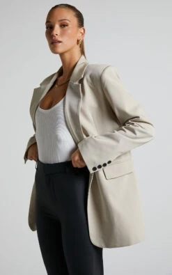Showpo Kitty Oversized Blazer In Stone -Showpo Women's Clothing Store Kitty Oversized Blazer in Stone 6