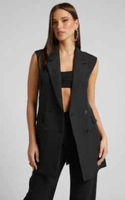 Showpo Kristitah Blazer Vest - Tie Waist Sleeveless Blazer In Black 12 Showpo Kristitah Blazer Vest - Tie Waist Sleeveless Blazer In Black -Showpo Women's Clothing Store Kristitah Blazer Vest Tie Waist Sleeveless Blazer in Black 1
