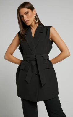 Showpo Kristitah Blazer Vest - Tie Waist Sleeveless Blazer In Black 11 Showpo Kristitah Blazer Vest - Tie Waist Sleeveless Blazer In Black -Showpo Women's Clothing Store Kristitah Blazer Vest Tie Waist Sleeveless Blazer in Black 6