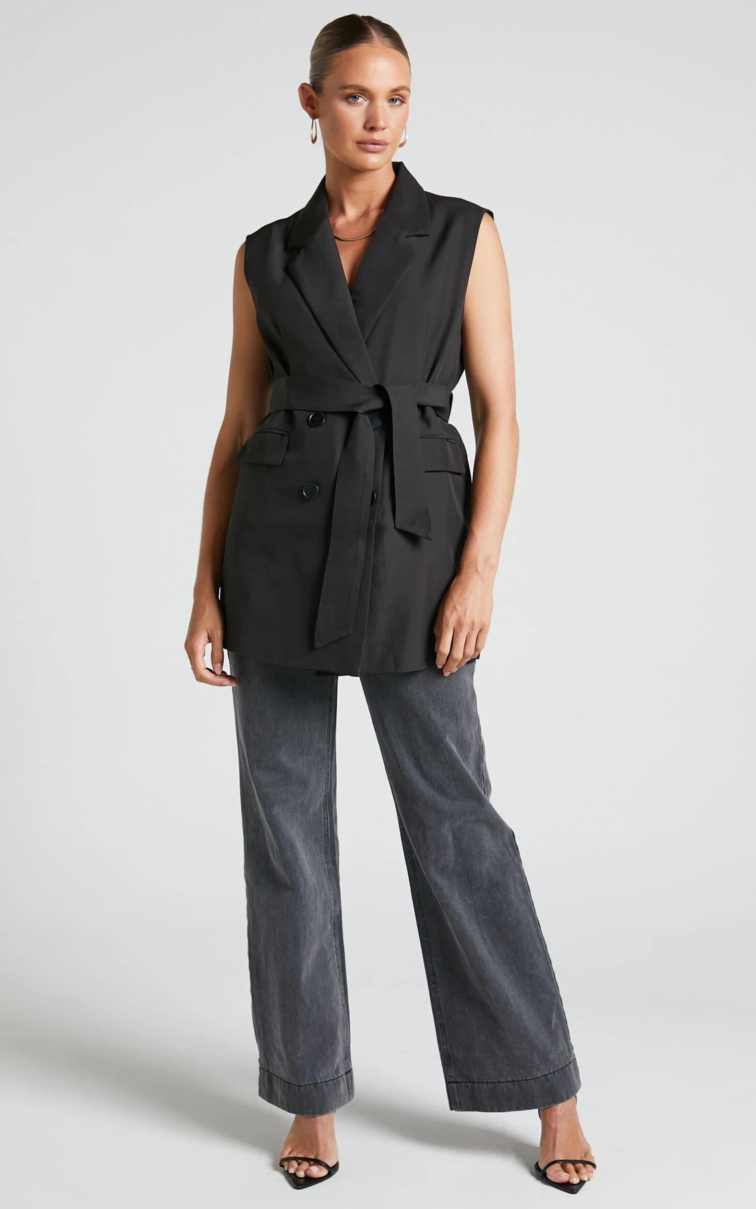 Showpo Kristitah Blazer Vest - Tie Waist Sleeveless Blazer In Black 6 Showpo Kristitah Blazer Vest - Tie Waist Sleeveless Blazer In Black - Image 6