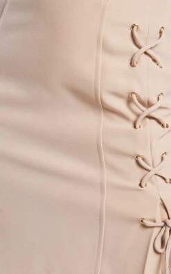 Showpo Kristitah Mini Skirt - Lace Up Skirt In Natural -Showpo Women's Clothing Store Kristitah Mini Skirt Lace Up Skirt in Nude 5