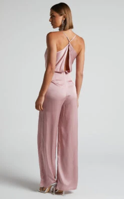 Showpo Kylene Cowl Neck Palazzo Satin Jumpsuit In Pale Pink -Showpo Women's Clothing Store Kylene Cowl Neck Palazzo Satin Jumpsuit in Pale Pink 4