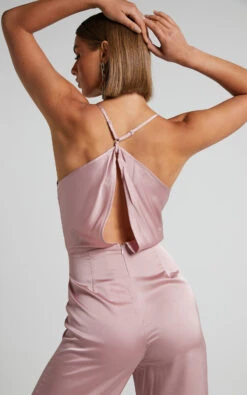 Showpo Kylene Cowl Neck Palazzo Satin Jumpsuit In Pale Pink -Showpo Women's Clothing Store Kylene Cowl Neck Palazzo Satin Jumpsuit in Pale Pink 5