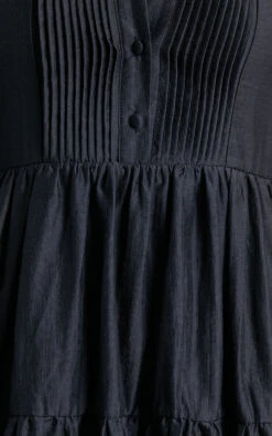 Showpo Kyra Pin Tuck Detail Tiered Shift Dress In Black -Showpo Women's Clothing Store Kyra Pin Tuck Detail Tiered Shift Dress in Black 2528SD21080110052529 5