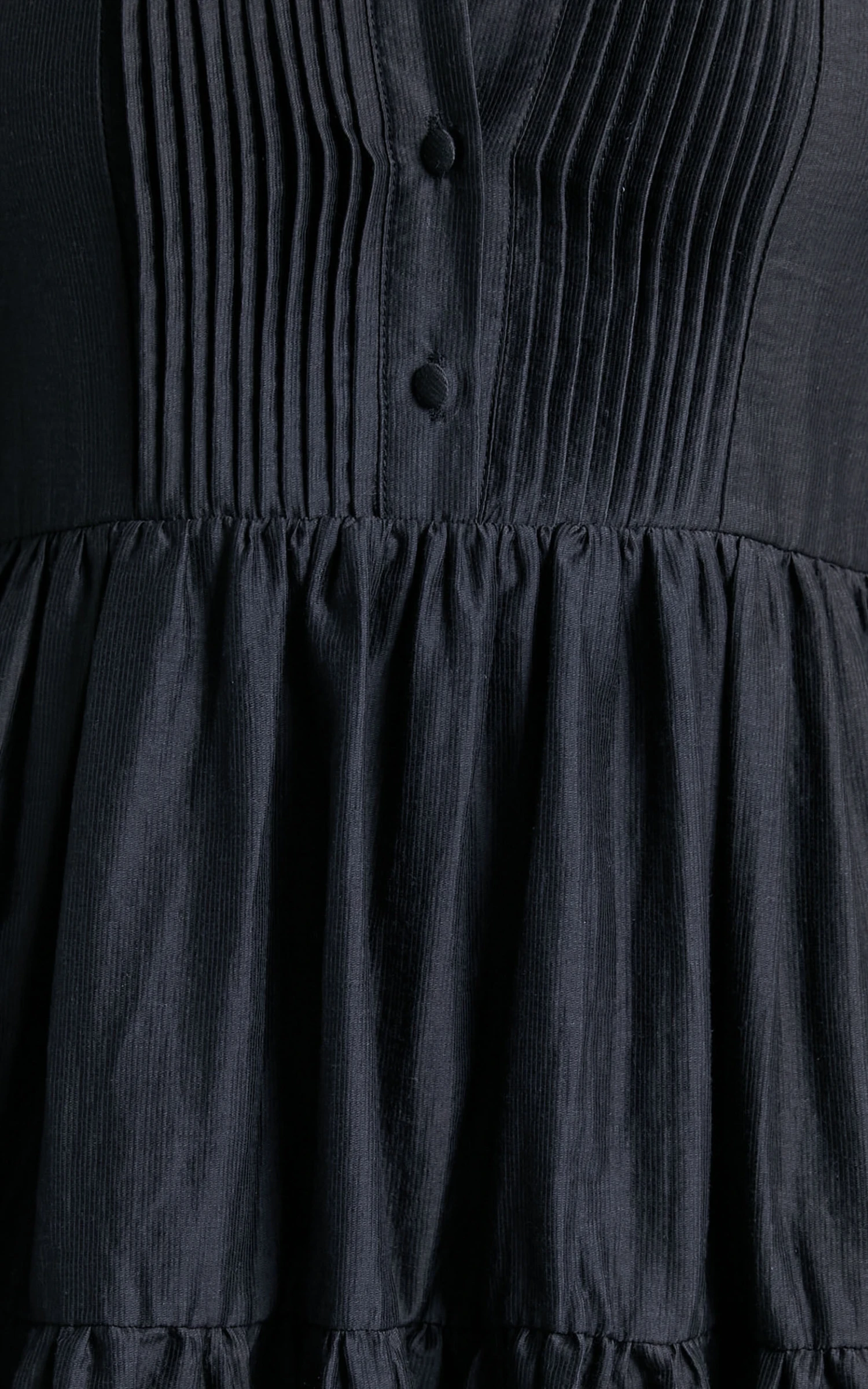 Showpo Kyra Pin Tuck Detail Tiered Shift Dress In Black - Image 6