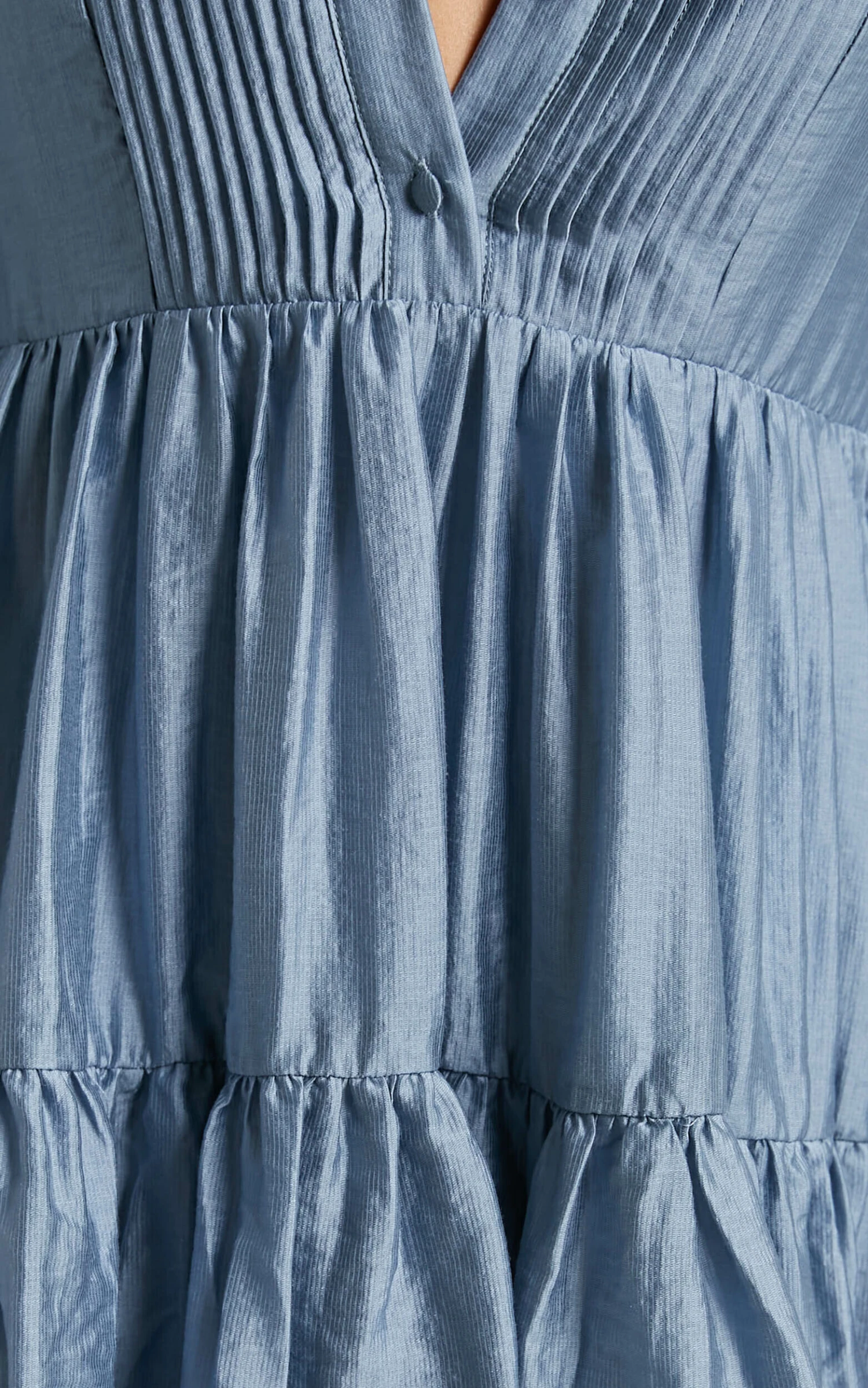 Showpo Kyra Pin Tuck Detail Tiered Shift Dress In Blue 6 Showpo Kyra Pin Tuck Detail Tiered Shift Dress In Blue - Image 6