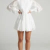 Showpo Kyra Pin Tuck Detail Tiered Shift Dress In Off White