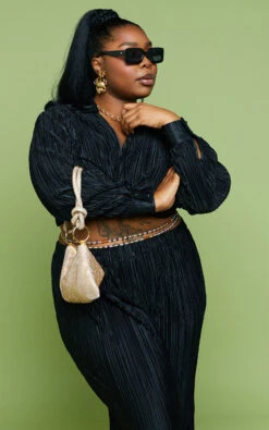 Showpo Beca Plisse Button Up Shirt In Black -Showpo Women's Clothing Store LOOK 1 4