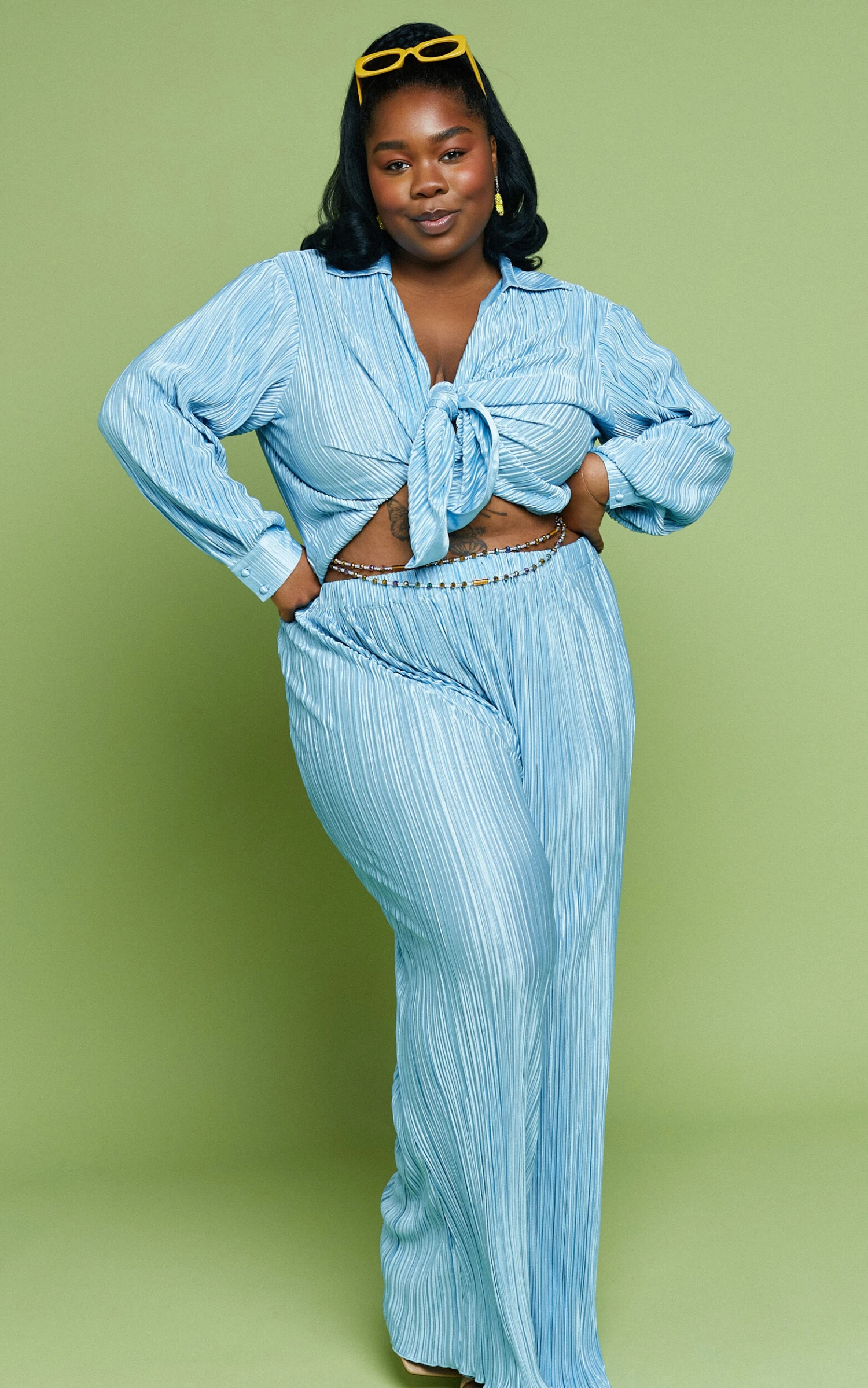 Showpo Beca High Waisted Plisse Flared Pants In Cornflower 7 Showpo Beca High Waisted Plisse Flared Pants In Cornflower - Image 7