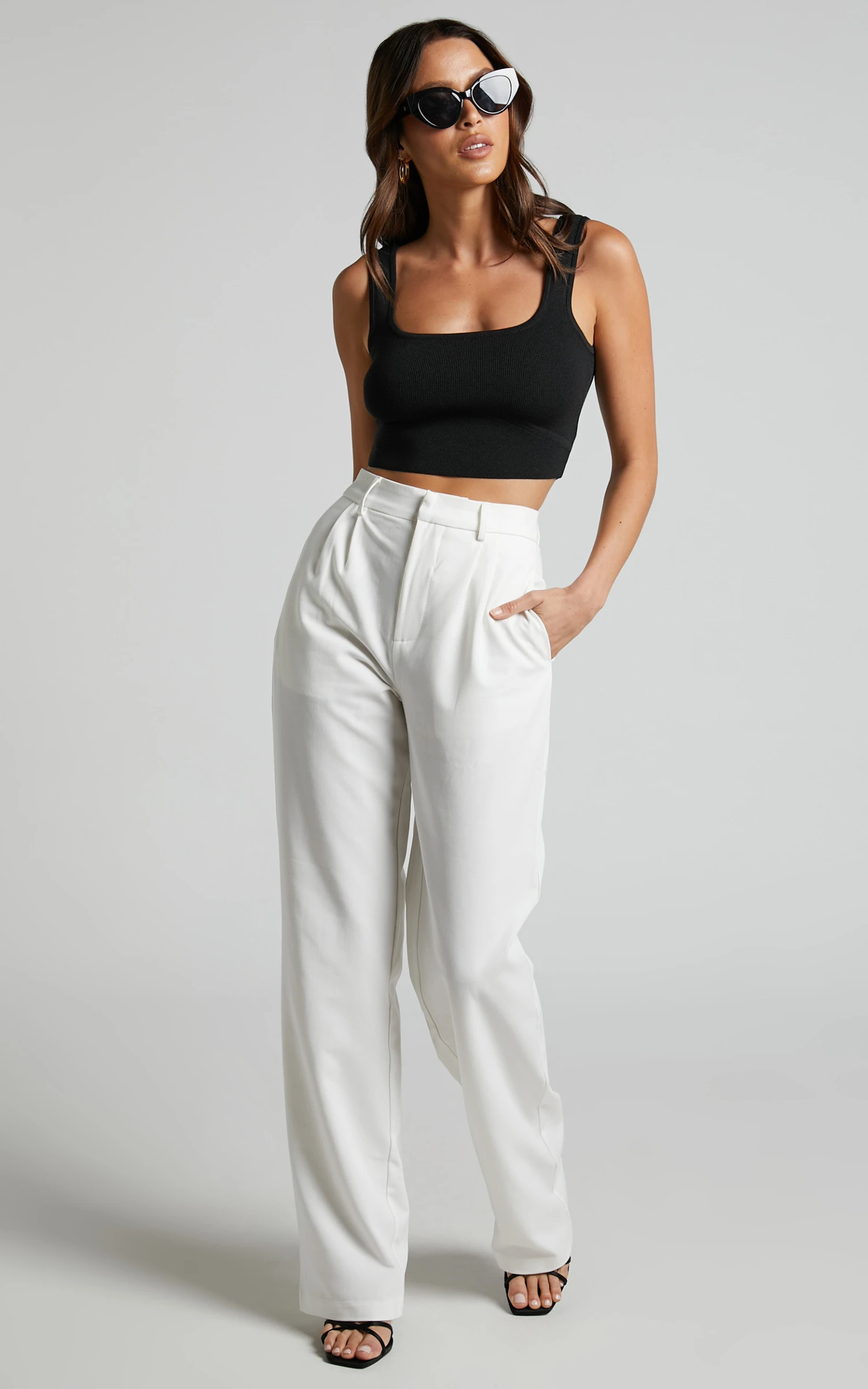 Showpo Lorcan Pants - High Waisted Tailored Pants In White 2 Showpo Lorcan Pants - High Waisted Tailored Pants In White - Image 2