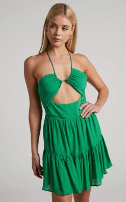 Showpo Lancey Mini Dress - Strappy Halter Tiered Dress In Green 11 Showpo Lancey Mini Dress - Strappy Halter Tiered Dress In Green -Showpo Women's Clothing Store Lancey Strappy Halter Mini Dress in Green 2528SD22090050012529 6