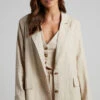 Showpo Larissa Blazer - Relaxed Single Breasted Blazer In Oatmeal