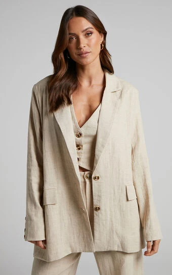 Showpo Larissa Blazer - Relaxed Single Breasted Blazer In Oatmeal 1 Showpo Larissa Blazer - Relaxed Single Breasted Blazer In Oatmeal
