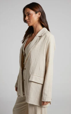 Showpo Larissa Blazer - Relaxed Single Breasted Blazer In Oatmeal 11 Showpo Larissa Blazer - Relaxed Single Breasted Blazer In Oatmeal -Showpo Women's Clothing Store Larissa Relaxed Single Breasted Blazer in Oatmeal 2528SO22080003022529 4