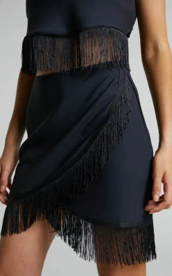 Showpo Lassey Fringe Trim Wrap Skirt In Black 11 Showpo Lassey Fringe Trim Wrap Skirt In Black -Showpo Women's Clothing Store Lassey Fringe Trim Wrap Skirt in Black 7