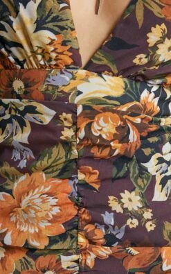 Showpo Latiana Ruched Plunge Neck Mini Dress In Indulgent Bloom -Showpo Women's Clothing Store Latiana Ruched Plunge Neckline dress in Indulgent Bloom 2528SD21070012012529 10